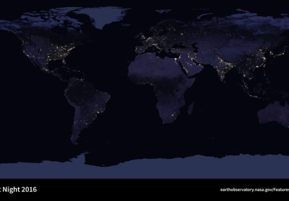 NASAのBlack Marbleプロジェクトが撮影した夜の地球の衛星画像